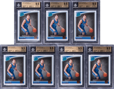 2018-19 Panini Donruss Rated Rookie #177 Luka Doncic Rookie Card Collection Lot of (7) - BGS GEM MINT 9.5